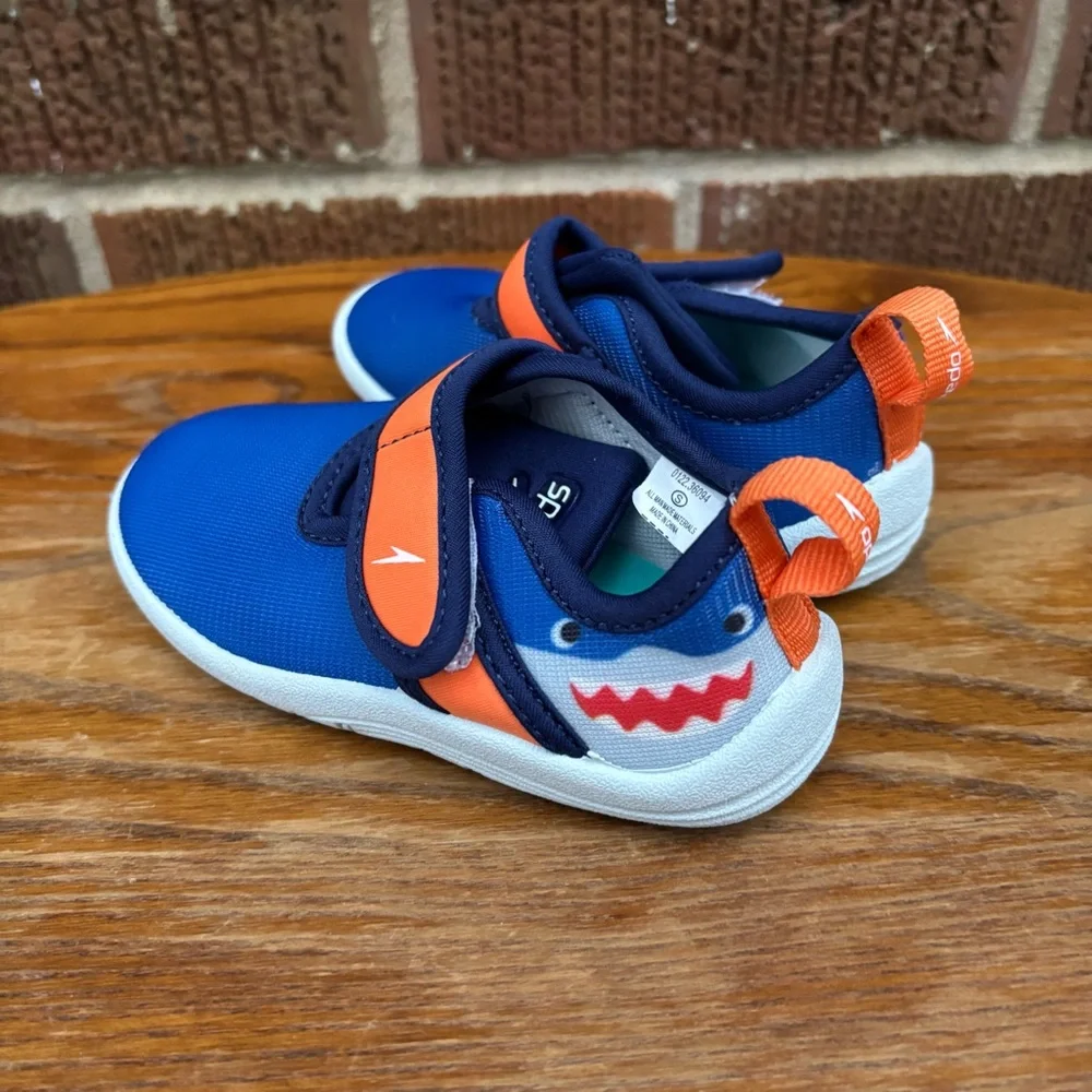 Speedo Kids Toddler Hybrid Water Shoes Royal Blue/Orange Shark Sz S